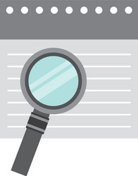 notebook sheet with magnifying glass vector image