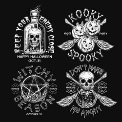 set of labels with halloween objects vector image