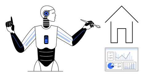 ai robot designing a smart home with analytics vector image
