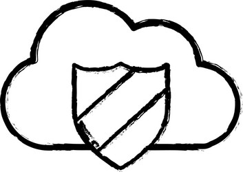 figure cloud data center with security shield vector image