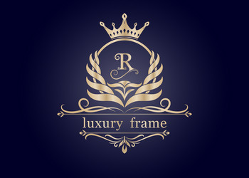 Gold premium frame with crown Royalty Free Vector Image