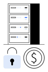 server security and financial protection with data vector image