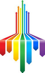 Colorful rainbow with clouds 3d Royalty Free Vector Image