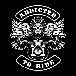 Biker Skull on Motorcycle with Wings Vector Image
