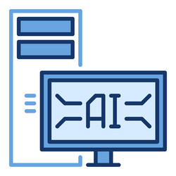 desktop computer with artificial intelligence vector image