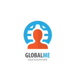 Man globe logo for business company simple vector