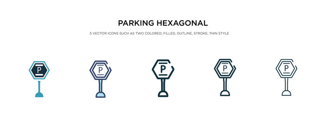 parking hexagonal icon in different style two vector image