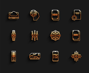 set line video game console ram random access vector image