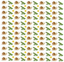 snail frog with fruit as a pattern background vector image