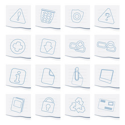 web site and computer icons on a piece of paper vector image
