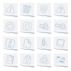 Web site and computer icons on a piece of paper vector