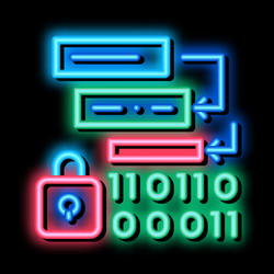 binary protection algorithm neon glow icon vector