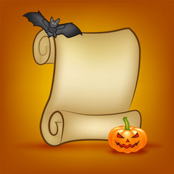 Halloween banner card with empty paper scroll vector