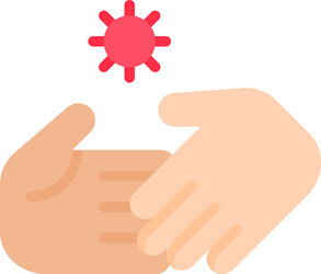 handshake and virus symbol flat style icon vector