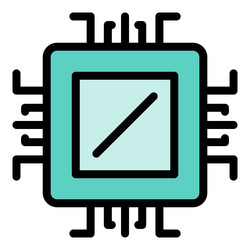 microchip processor icon color outline vector image