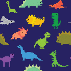 Pixel Dino Seamless Pattern vector image