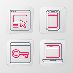 set line laptop with browser window secure your vector image