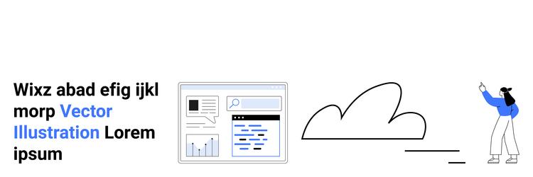 woman pointing at a cloud next to web dashboard vector image