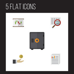 Flat gain set of scan document hand with coin vector