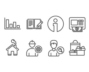 histogram search people and engineer icons atm vector