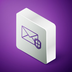 isometric line envelope with shield icon isolated vector image