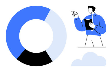 professional presenting insights with pie chart vector image