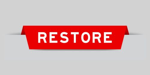 red color inserted label with word restore vector image