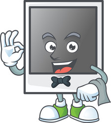 a empty polaroid photo frame working as waiter vector