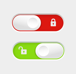 blocked and unlocked toggle switch buttons vector image