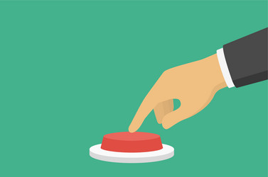 Hand pressing red button side view flat style vector