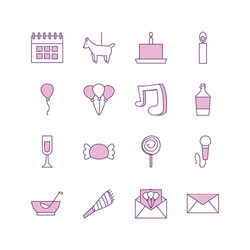 isolated party line fill style icon set vector image