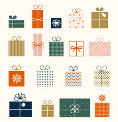 christmas set gifts in flat style isolated Vector Image