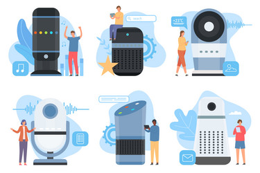 interactive smart speaker wireless voice command vector image