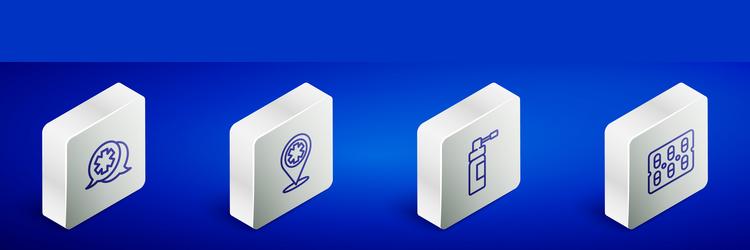 set isometric line dialogue with the doctor map vector image