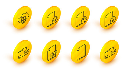 set line document folder with minus xls file vector image