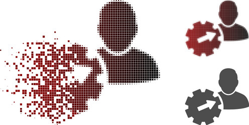 dissolved pixel halftone user integration api gear vector image