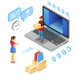 isometric internet shopping delivery and logistics vector