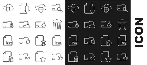 set line document folder with star psd file vector image
