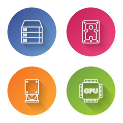 set line server data web hosting hard disk vector image