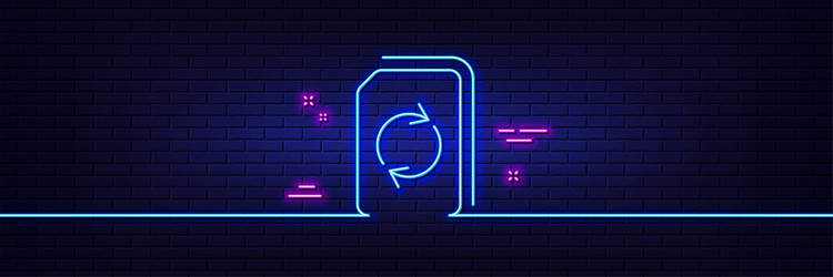 update document line icon refresh file sign neon vector image