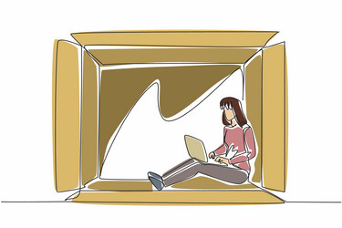 world introvert day one continuous line drawing vector image