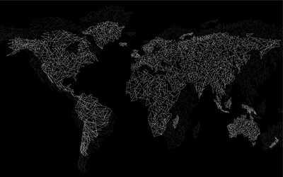 abstract polygonal world map with lines network vector image