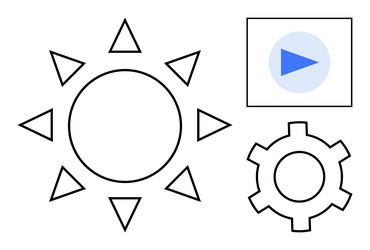 abstract sun play button within a square vector image