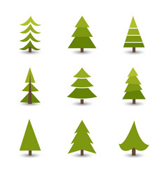 christmas trees collection vector