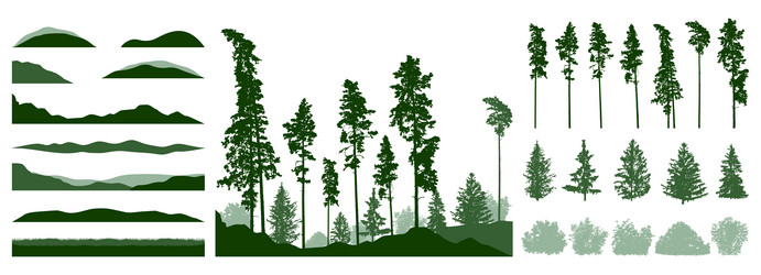 design elements of forest trees constructor vector image