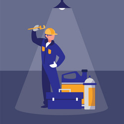 mechanic worker with toolbox and extinguisher vector image