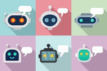 Chatbot icons set flat style vector