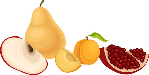 Fruits and berries isolated on white background Vector Image