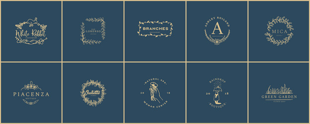 Hand drawn logo pack minimal Royalty Free Vector Image