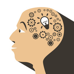 human head with cogs - gears and bulb icons vector image